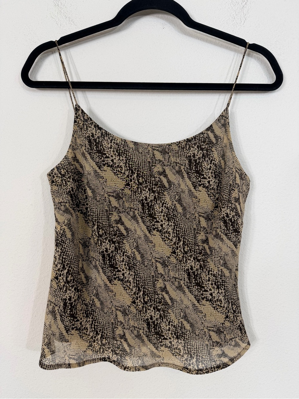 Vintage Ann Taylor Silk Two Piece Skirt Set Brown Snakeskin Cami Midi Size 2/4 - Picture 2 of 16